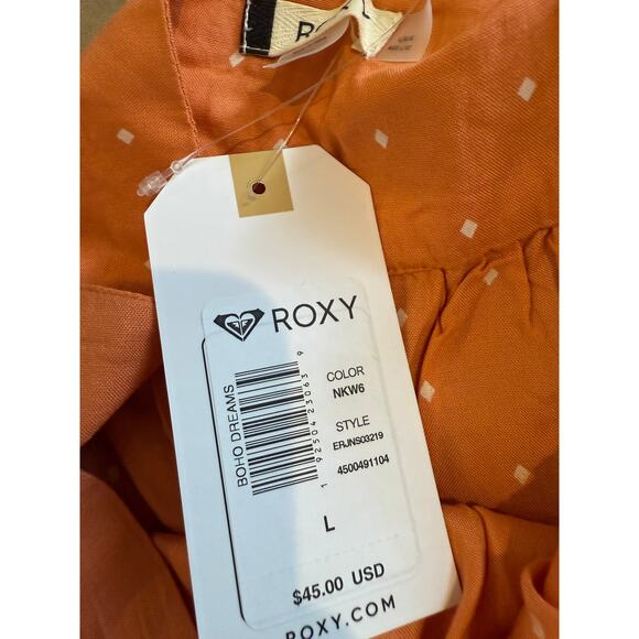 Roxy boho dreams orange polka dot high waisted shorts L - Picture 5 of 6